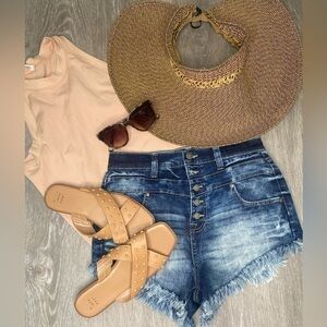 a new day Nude Studded Criss Cross Slide Sandals Size 7 Like New Condition